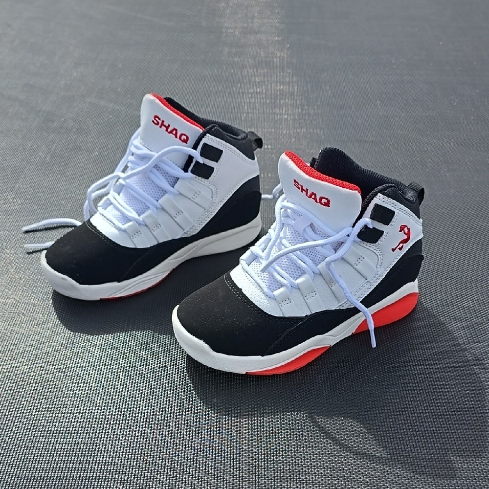 Kids High-Top Sneakers - Black, White, and Red